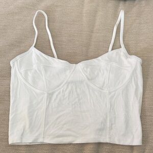 Joah Brown White Ribbed Crop Top